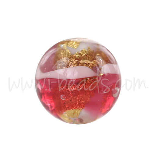 Buy Murano bead round pink and gold 8mm (1)
