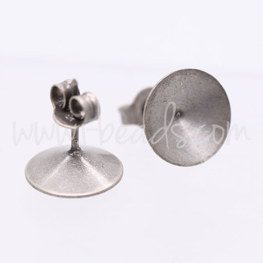 Buy Cupped stud earring setting for Swarovski 1122 rivoli SS47 antique silver plated (2)