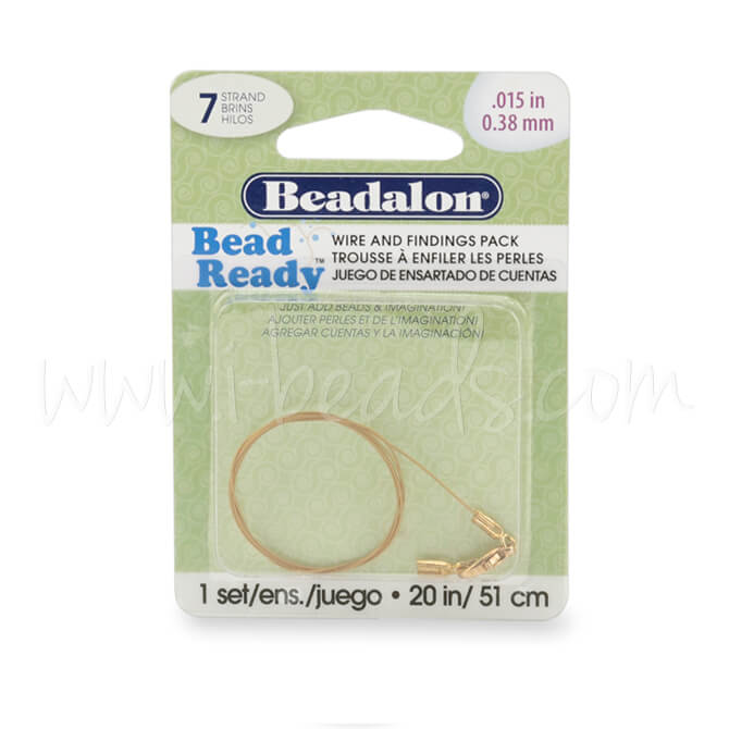 Beadalon bead ready satin gold wire 7 strands 0.38mm - 51cm (1)