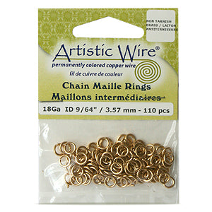 Buy 110 artistic wire chain maille rings non tarnished brass plated 18ga 9/64