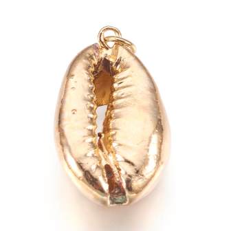 Cowrie shell - golden plated 25-30x12-18mm ring 3mm - Sold per 1 unit
