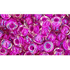 cc790 - toho beads 6/0 crystal/ opaque fuchsia lined (10g)