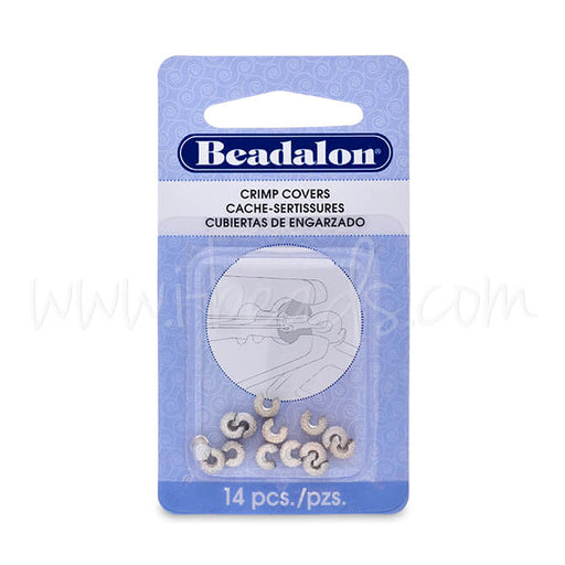 14 Crimp cover sparkle metal silver plated 4mm (1)