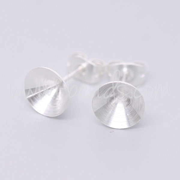 Cupped stud earring setting for Swarovski 1088 SS39 silver plated (2)