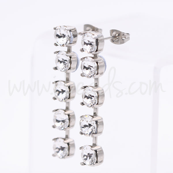 Earring setting for 5 Swarovski 1088 SS29 rhodium (2)