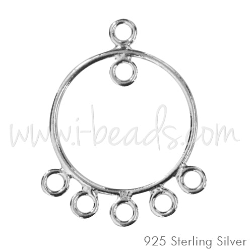 Round chandelier component with 4 hoops sterling silver 20x14mm (1)