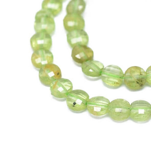 Buy Natural Peridot gem flat round facetted beads 3.5mm hole: 0.6mm (20)