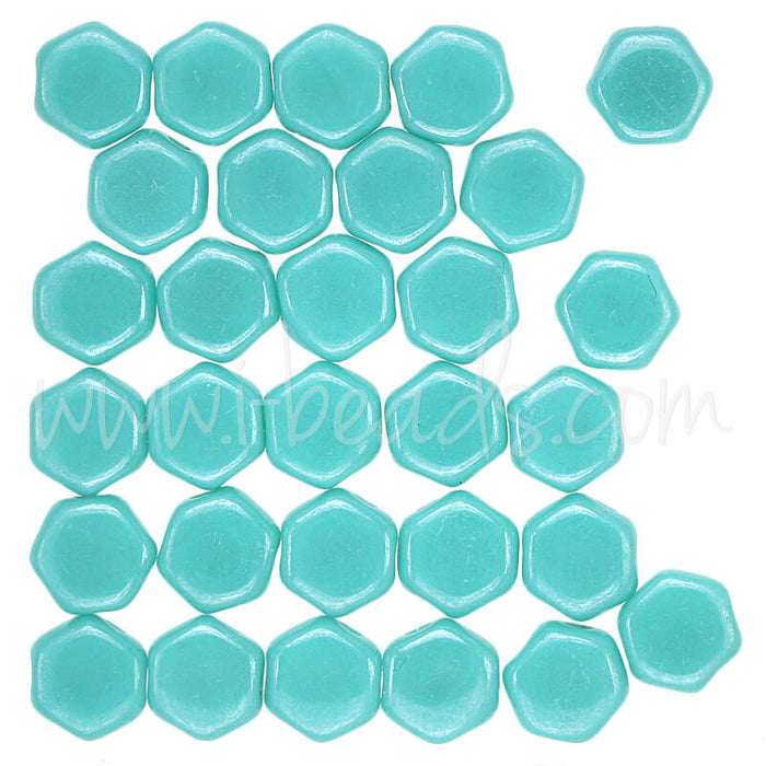 Honeycomb beads 6mm green turquoise shimmer (30)