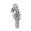 Candy cane charm metal antique silver plated 25mm (1)