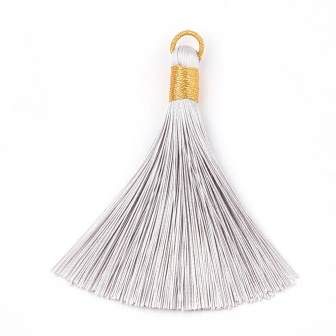 Buy Polyester tassel Grey and Gilded Threads ring 80mm-Hole 7mm (1)
