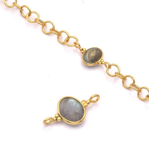 Buy Connector oval Labradorite Set with silver 925 gold plated 8x6mm (1)