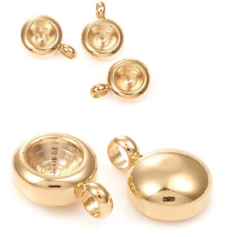 Buy Stainless Steel Gold Round Pendant setting for cabochon 4mm - ss19 (2)