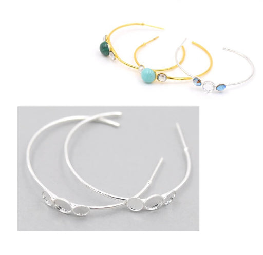 Buy hoop earrings colour silver plated 40mm for SS20 and SS30 flatback cabochon setting (4,7 and 6 mm) (sold by 1 pair)