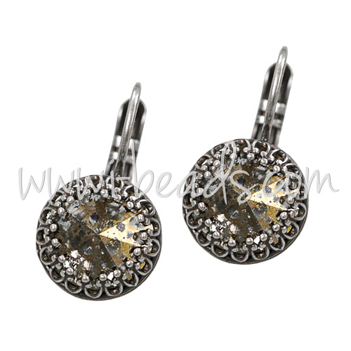 Vintage earrings settings for Swarovski 1122 10mm/SS47 antique silver plated (2)
