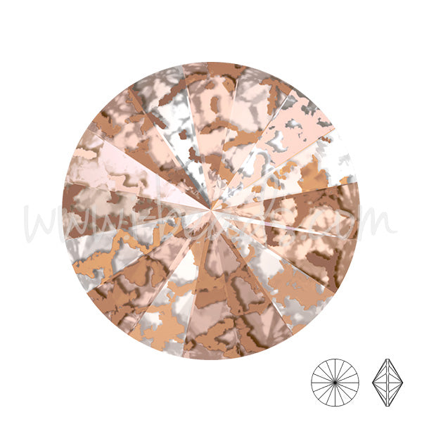 Swarovski 1122 rivoli crystal rose patina effect 10mm-ss47 (2)