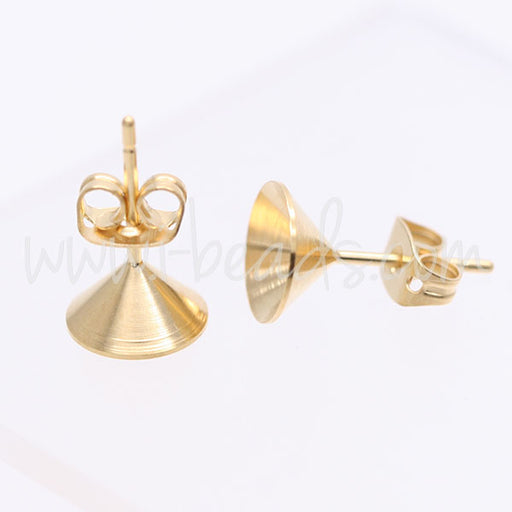 Cupped stud earring setting for Swarovski 1088 SS39 gold plated (2)