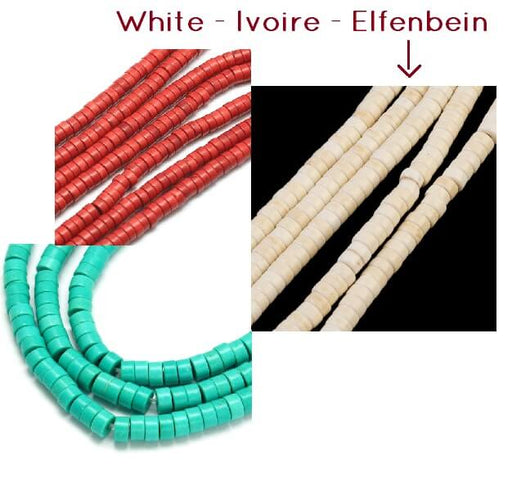 Buy Heishi beads Reconstructed Turquoise WHITE 4x2mm 39cm (Sold per 1 strand)