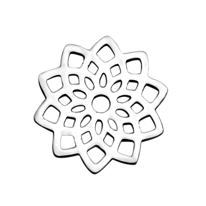 Stainless Steel Flower cut charm pendant or link 16 mm (1)