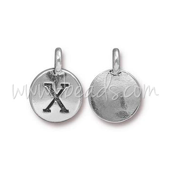 Buy Letter charm X antique silver plated 11mm (1)
