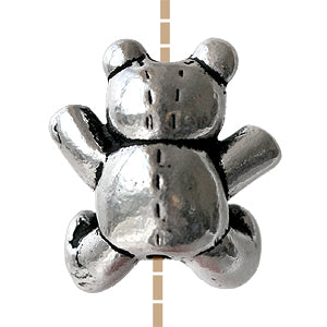 Buy Teddy bear bead metal antique silver plated 12.5mm (1)