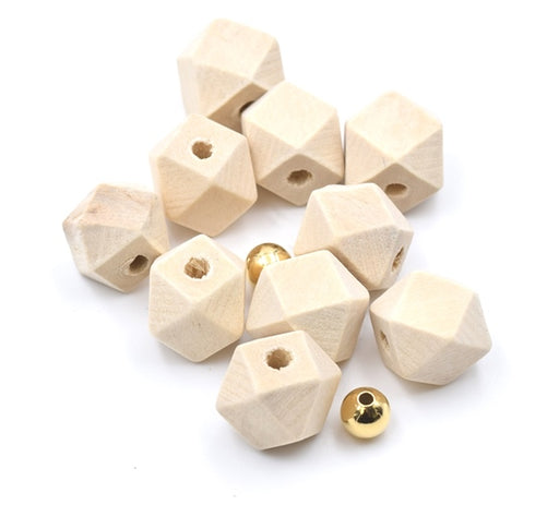 Buy Original Color Wood Faceted Polygon Beads, Lead Free, 12mm, Hole: 2~3mm (X10)