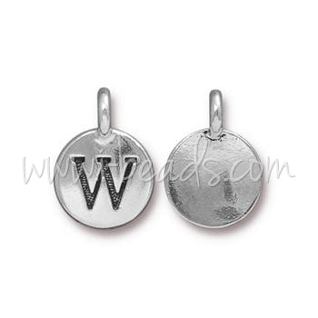 Buy Letter charm W antique silver plated 11mm (1)