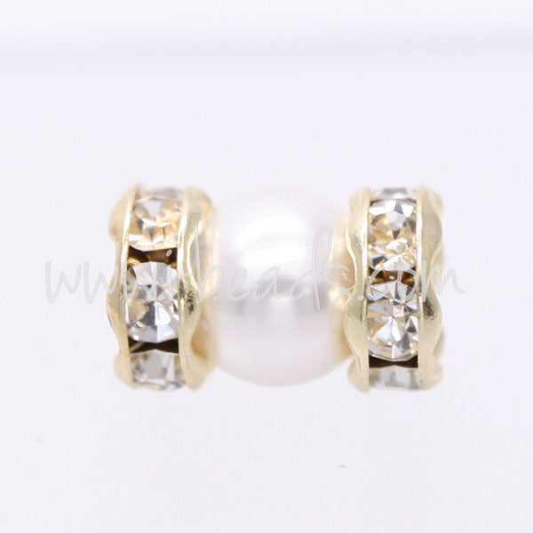 Rhinestone rondelle crystal on metal gold finish 6mm (2)