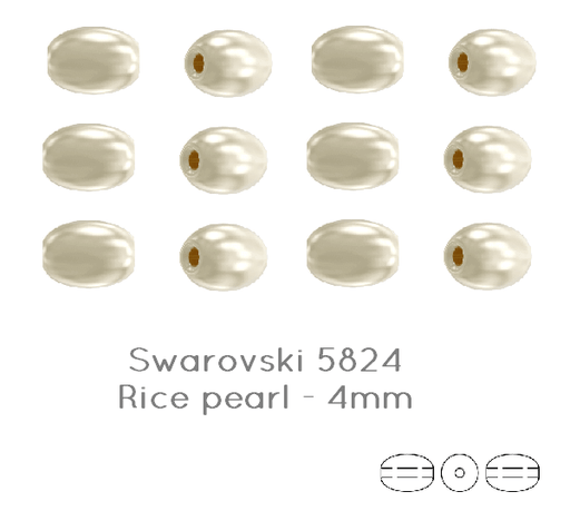 Buy 5824 Swarovski rice Cream Pearl 4mm - 0.4mm (20)