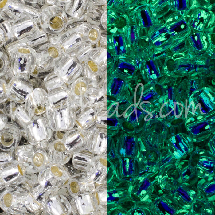 ccPF2700S - Toho beads 11/0 Glow in the dark silver-lined crystal/glow green permanent finish (10g)