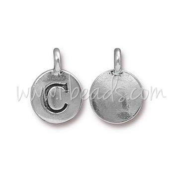 Buy Letter charm C antique silver plated 11mm (1)
