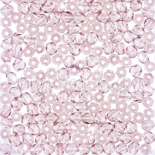 Czech fire-polished beads light amethyst 3mm (50)