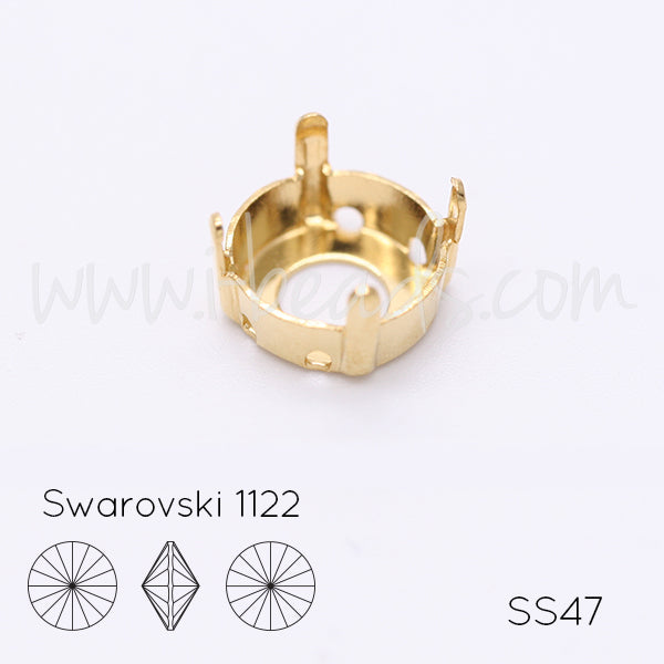 Sew on setting for Swarovski 1122 rivoli SS47 gold plated (2)