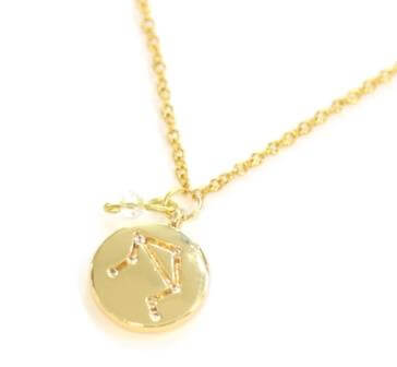 Constellation-zodiac charm brass gold plated and zirconia PISCES 13x11x1,5mm -sold per 1 unit