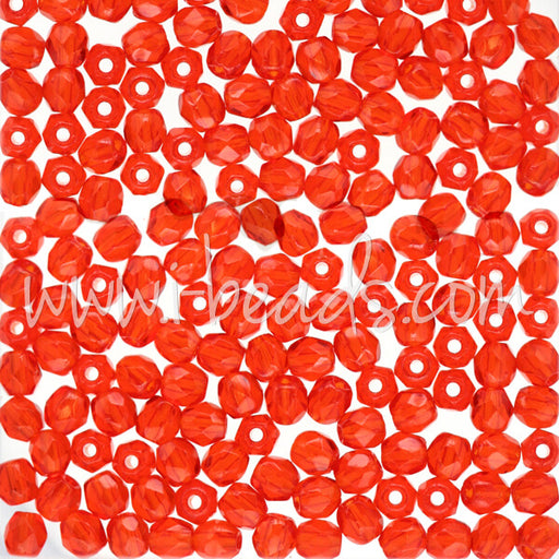 Czech fire-polished beads hyacinth orange 3mm (50)