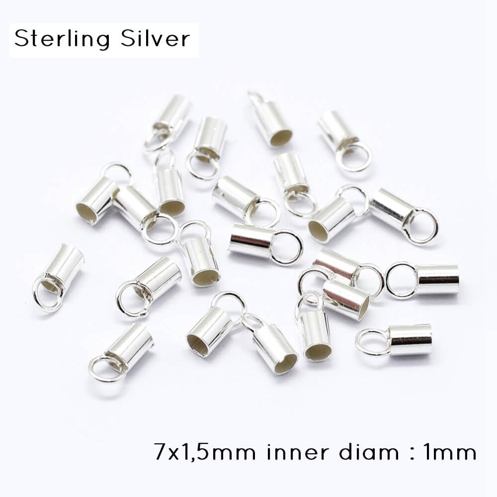 926 Sterling Silver Cord Ends,7x1,5mm inner diam 1mm (2)