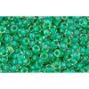 cc187 - Toho beads 11/0 crystal/shamrock lined (10g)