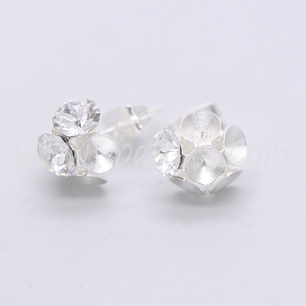 Cupped stud earring setting for 6 Swarovski 1088 4mm-pp31-SS19 silver plated (2)