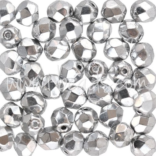 Buy Czech fire-polished beads silver 6mm (50)