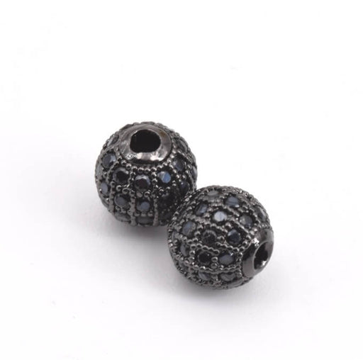 Zirconia round Bead Brass gun metal and black zircon 8x1.5mm (1)