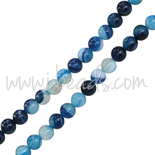 Stripe Agate Blue Round beads 4mm strand (1)