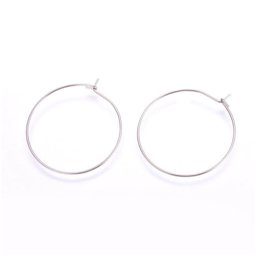 Buy Stainless Steel Hoop Earring Findings-steel color-25mm (4)