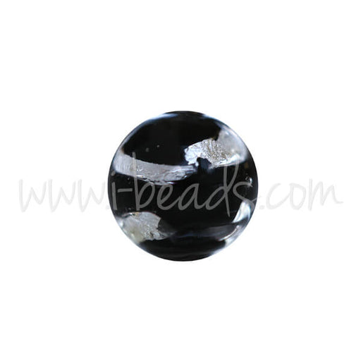 Buy Murano bead round black and silver 6mm (1)