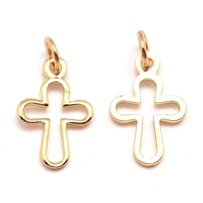 Gold Plated 18k Brass Charms, Cross-12x8mm (1)