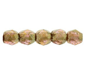 Buy Czech fire-polished beads transparent luster ROSE/GOLD TOPAZ 2mm (30)