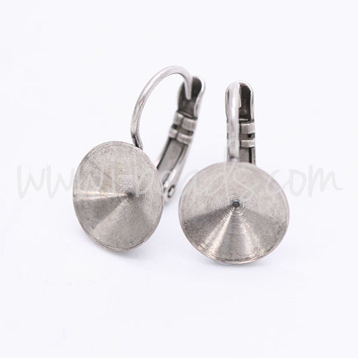 Buy Cupped earring setting for Swarovski 1122 Rivoli SS47 antique silver plated (2)