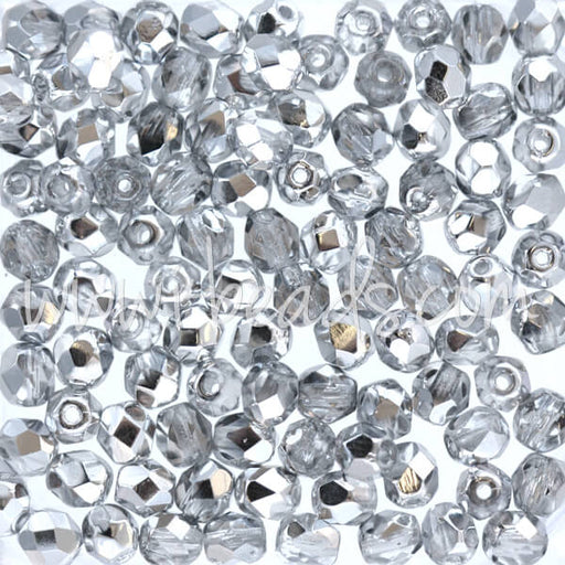 Buy Czech fire-polished beads crystal comet light silver 4mm (100)