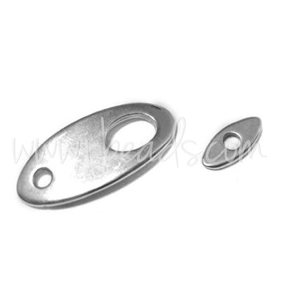 Oval clasp set silver plated 26x12mm (1)