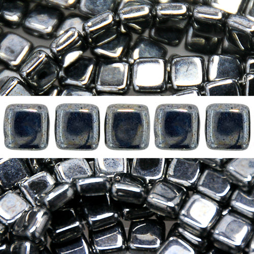 2 holes CzechMates tile bead hematite 6mm (50)