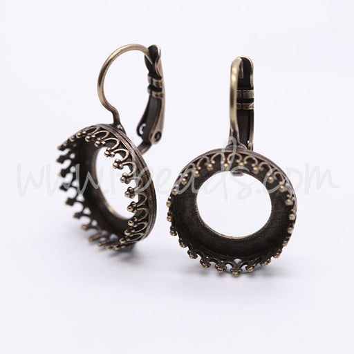 Vintage earrings settings for Swarovski 1122 14mm brass (2)