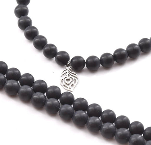Buy Black Onyx Frosted round beads 8mm per strand appx 46 beads 38 cm(1 strand)